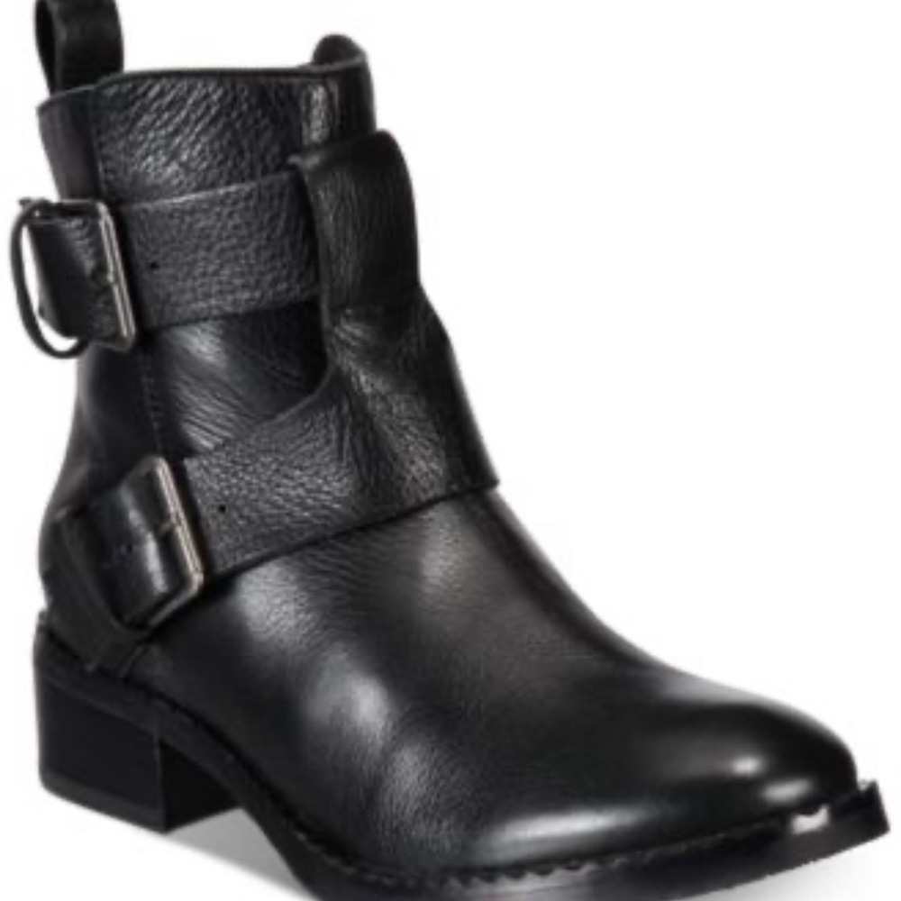 Kenneth Cole Gentle Souls black leather moto ankle boots/booties 8.5